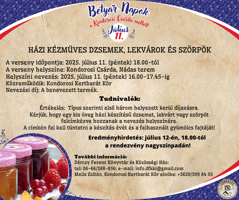 Házi kézműves dzsemek lekvárok és szörpök versenye